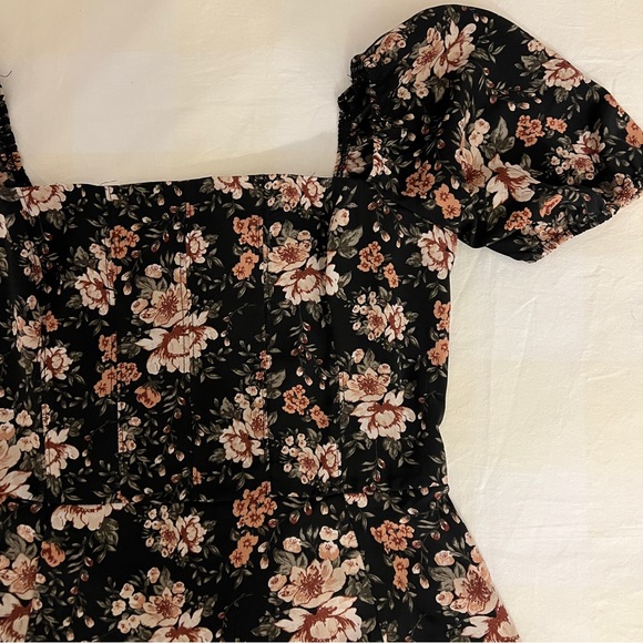 NWOT Abercrombie & Fitch Corset Seamed Mini Dress Black Floral Sz M - Picture 7 of 11